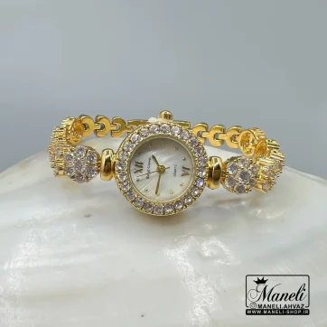 ساعت زنانه طلایی نگین دار
