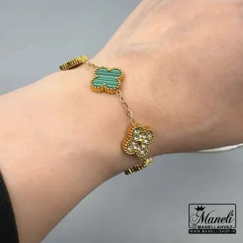 دستبند زنانه ونکلیف طلایی و سبز |14040750 - Image 3