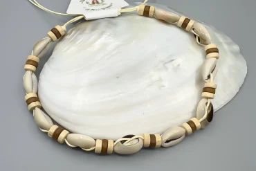 گردنبند صدف دریایی و ترکیب چوب|14040724