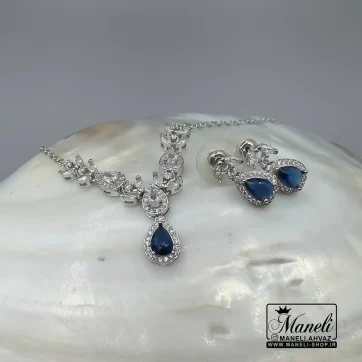 نیم ست جواهری نگین سورمه ای