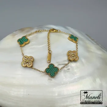 دستبند ونکلیف طلایی و سبز