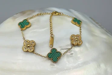 دستبند ونکلیف طلایی و سبز