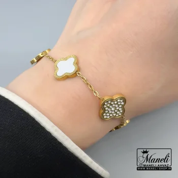 دستبند زنانه ونکلیف طلایی و سفید |14040747 - Image 3