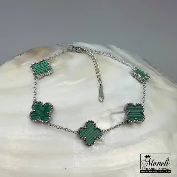 دستبند ونکلیف سبز و نقره ای