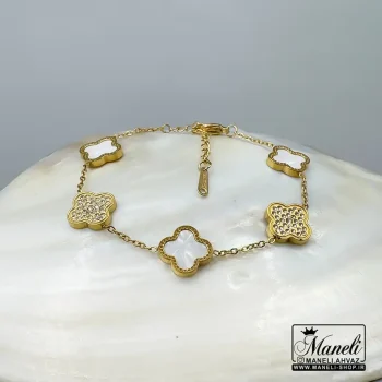 دستبند زنانه ونکلیف طلایی و سفید |14040747 - Image 4