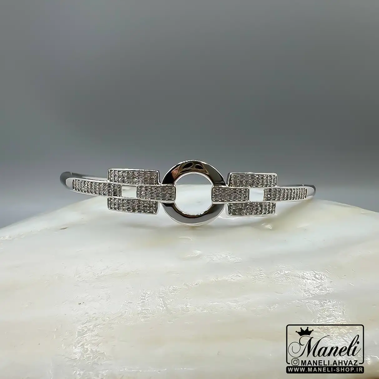 dastband دستبند نقره ای زنانه رنگ ثابت نگین مخراج شده ژوپینگ |140408101 - Image 1