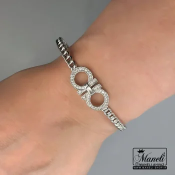 دستبند نقره ای امگا زنانه نگین مخراج شده |140408109 - Image 2