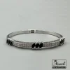 دستبند نقره ای زنانه نگین مشکی و سفید مخراج شده |140408112 - Image 3