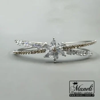 دستبند نقره ای زنانه رنگ ثابت نگین دار   |140408100 - Image 5