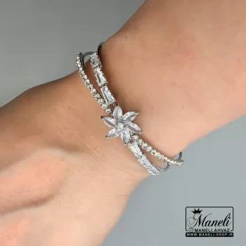 دستبند نقره ای زنانه رنگ ثابت نگین دار   |140408100 - Image 4