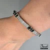 دستبند نقره ای زنانه نگین مشکی و سفید مخراج شده |140408112 - Image 4
