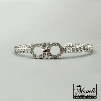 دستبند نقره ای امگا زنانه نگین مخراج شده |140408109 - Image 4
