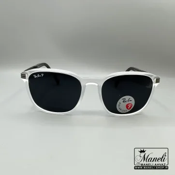 عینک ری بن شیشه مشکی قاب سفید