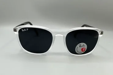 عینک ری بن شیشه مشکی قاب سفید