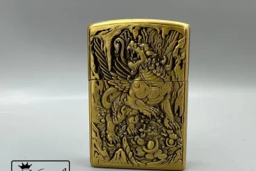 فندک طرح زیپو بنزینی زیتونی مدل اژدها|14040903