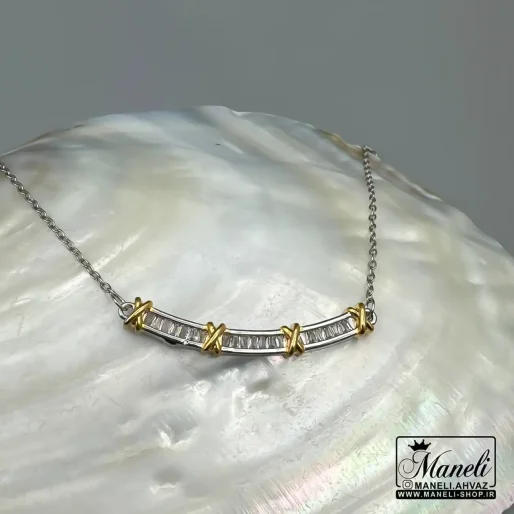 گردنبند تیفانی ضربدری سفید و طلایی