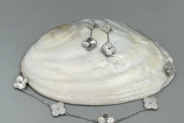 سرویس ونکلیف نقره ای نگین دار