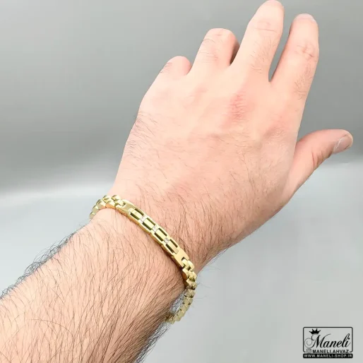 دستبند ظریف رولکس پلاک دار طلایی 6 میل | استیل