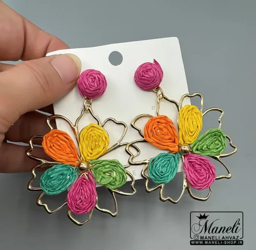 گوشواره طرح گل رنگی