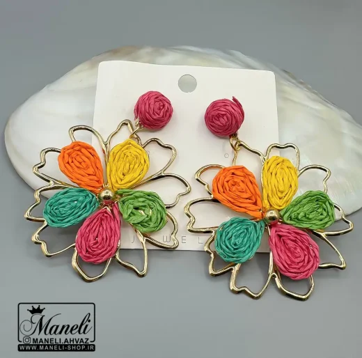 گوشواره طرح گل رنگی