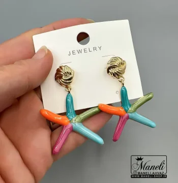 گوشواره میخی ستاره ای رنگی رنگ ثابت |14040918 - Image 5