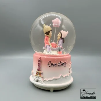 گوی چراغدار عاشقانه صورتی موزیکال پسر و دختر|14040886