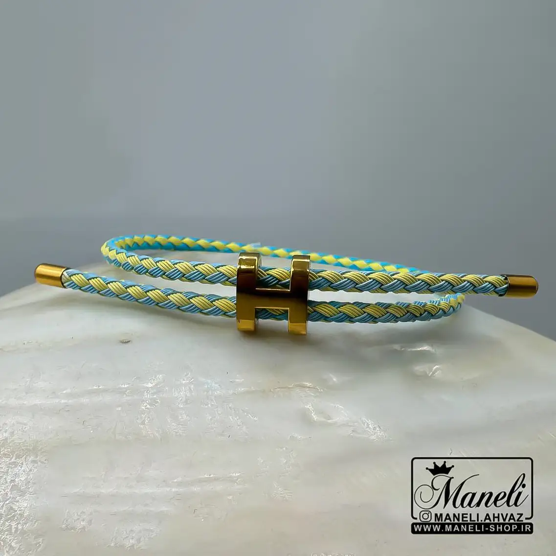 hermesss دستبند هرمس با ترکیب رنگ زرد و آبی وراداتی|14040889 - Image 1