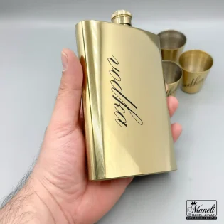 ست هیپ فلاسک و شات طلایی ساده 14040811