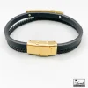 دستبند چرم مردانه دوردیفه با پلاک cartier طلایی 14040836 - Image 3