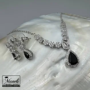 نیم ست جواهری نگین مشکی