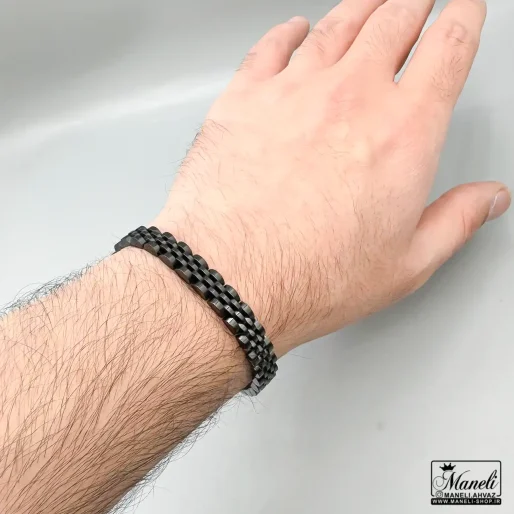 دستبند ظریف رولکس مشکی 8 میل