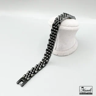خرید دستبند ظریف رولکس مشکی 8 میل
