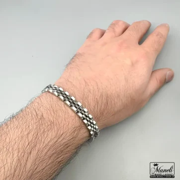 دستبند مردانه رولکس مشکی نقره ای 9 میل | استیل