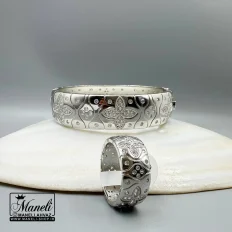 دستبند و انگشتر نقره ای