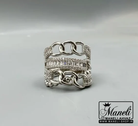 انگشتر نقره ای زنانه نگین دار