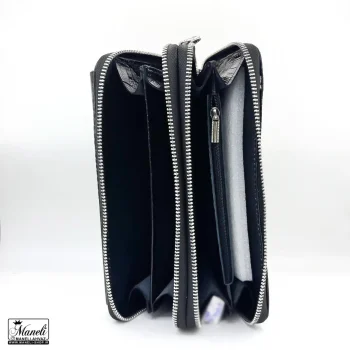کیف دستی  و دوشی چرم طبیعی طرح کروکدیلی مشکی - Image 5