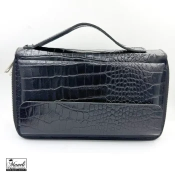 کیف دستی و دوشی چرم طبیعی طرح کروکدیلی مشکی