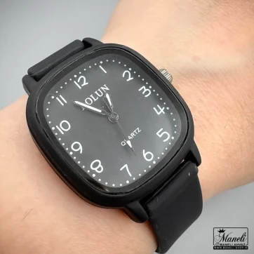 ساعت دخترانه مربع بند سیلیکون مشکی | بالون