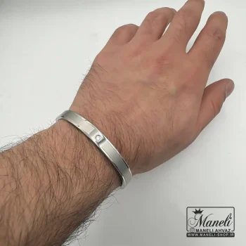 خرید خرید بنگل مردانه استیل رنگ نقره ای