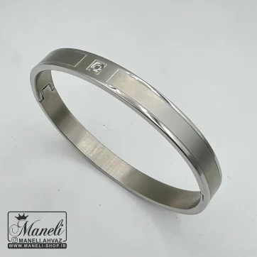 بنگل مردانه استیل رنگ نقره ای