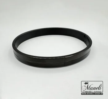 دستبند پهن مردانه مشکی ساده و شیک