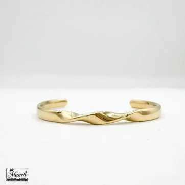 خرید دستبند بنگل مردانه پیچی استیل طلایی