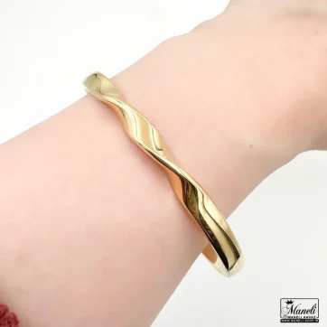 دستبند بنگل مردانه پیچی استیل طلایی