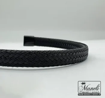 دستبند بنگل مردانه حصیری مشکی فریسایز - Image 3