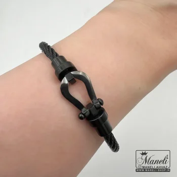 دستبند امگا مشکی مردانه رنگ ثابت