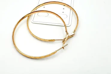 گوشواره حلقه ای بزرگ تراش دار ژوپینگ | طلایی