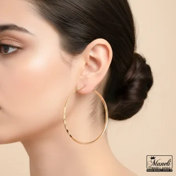 گوشواره حلقه ای بزرگ تراش دار ژوپینگ | طلایی - Image 2