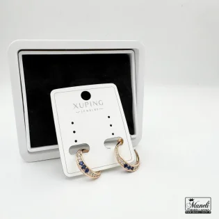 گوشواره میخی ژوپینگ | طلایی | دو طرح نگین قرمز و نگین آبی