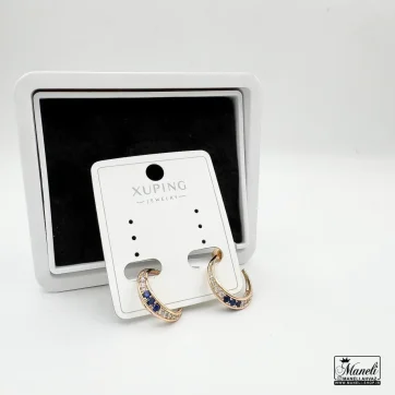 گوشواره میخی ژوپینگ | طلایی | دو طرح نگین قرمز و نگین آبی