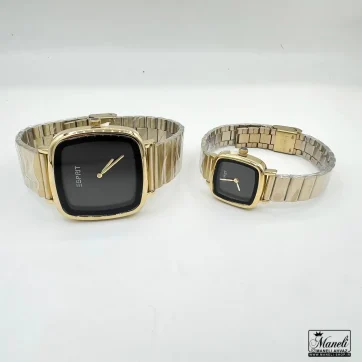 خرید ست ساعت مردانه و زنانه esprit مربعی طلایی صفحه مشکی